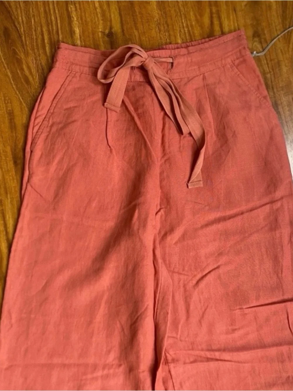 NWT New A New Day Women's Salmon Linen Mix Drawstring Wide Leg Pants XS Casual